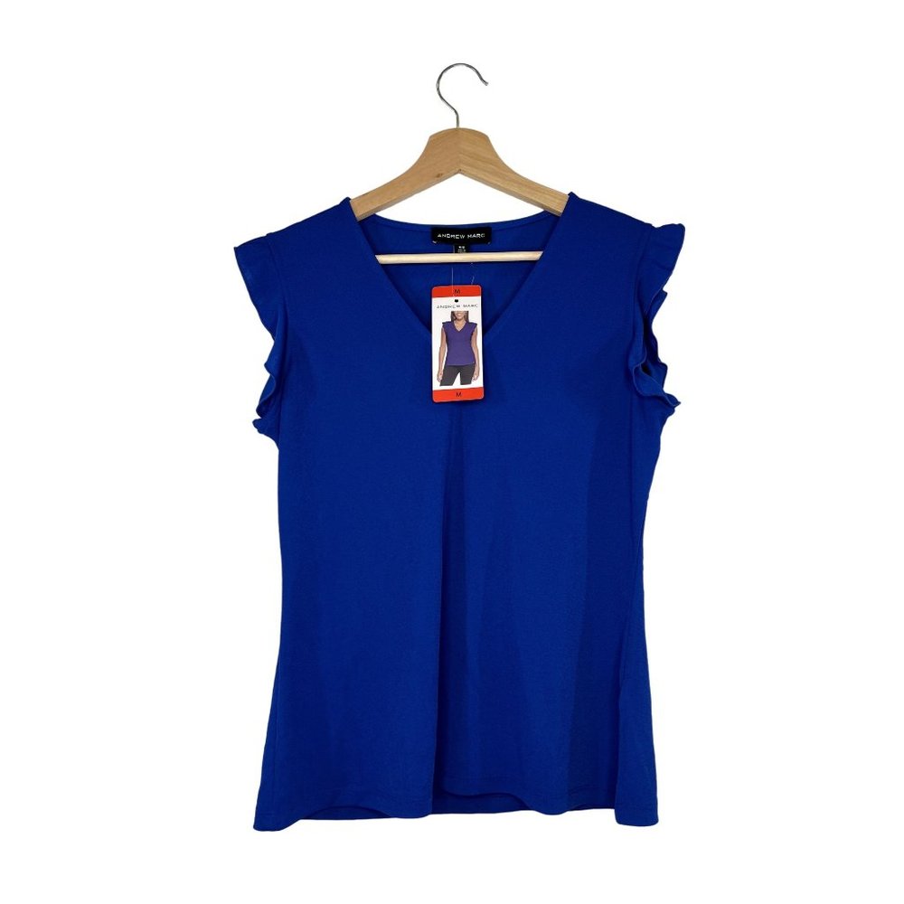 ANDREW MARC LADIE'S RUFFLE SLEEVE BLOUSE